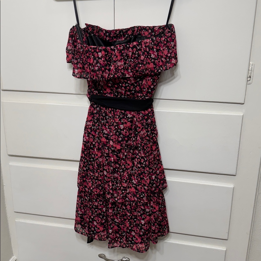 White House Black Market Strapless Ruffled Floral Dress - Picture 2 of 7